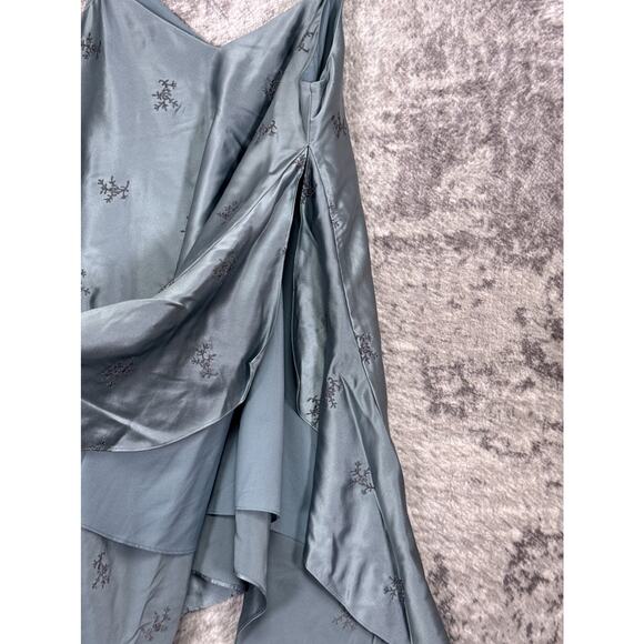 New Cinq a Sept Dress XS Womens Silk Satin Embroidered Asymmetrical Mini - Picture 4 of 10